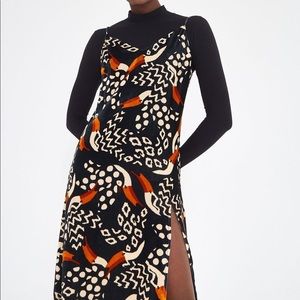 FARM Rio toucan print black velvet slip dress NWT